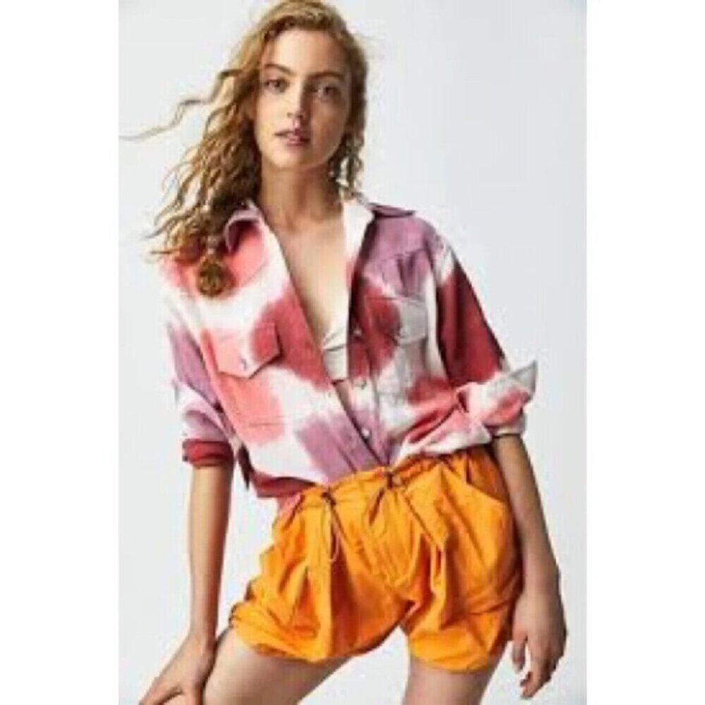 Jen's Pirate Booty for Free People Venice Beach Button Down Shirt Pink